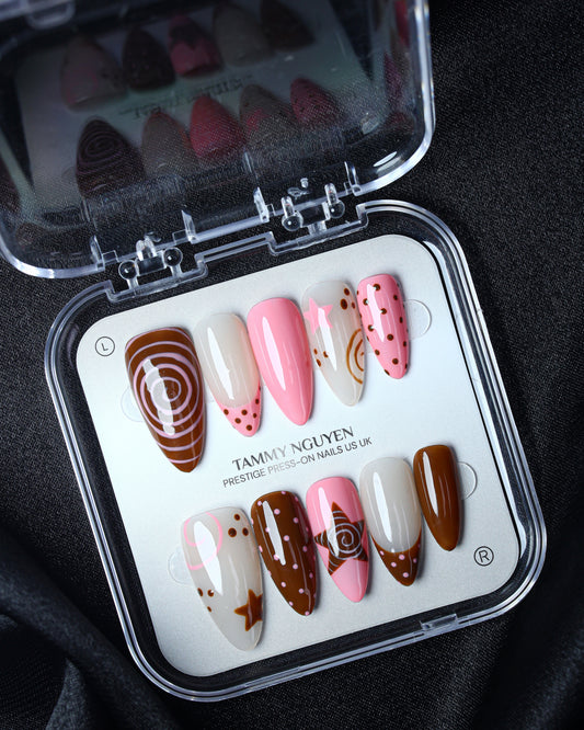Press On Nail Pretty Pink Swirl