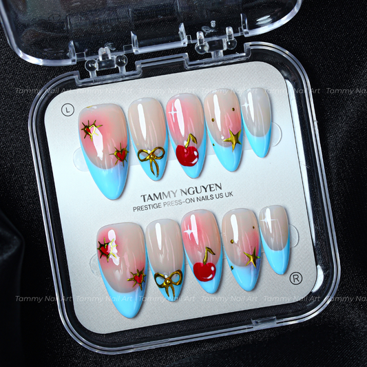 Press On Nail Baby Blue Cherry
