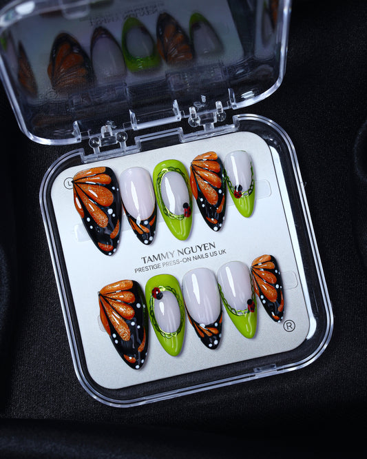 Press On Nail Colorful Butterfly Almond
