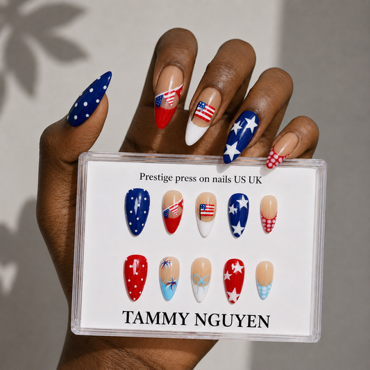Press On Nail Colorful USA Star