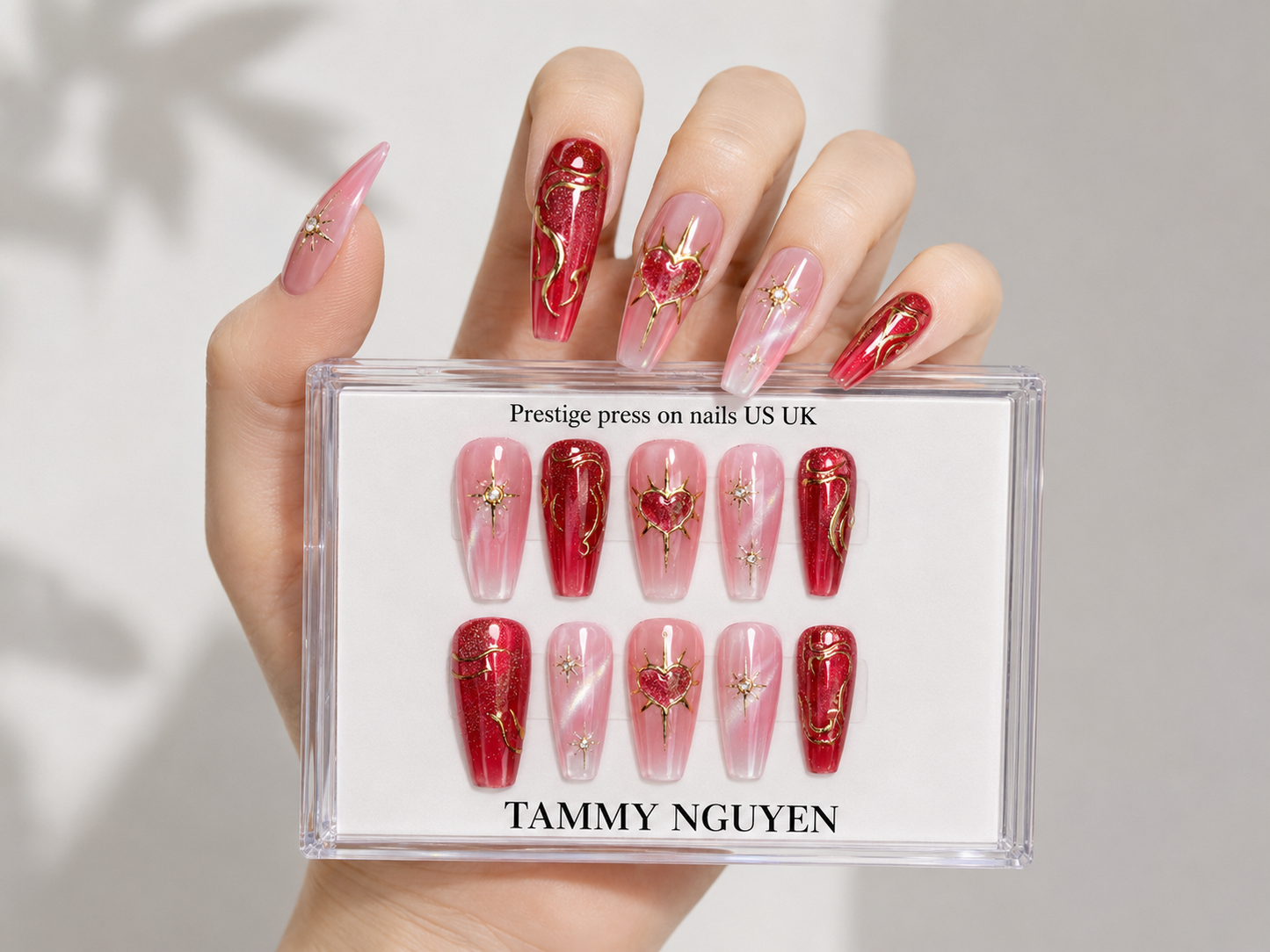 Press On Nail Y2K Gothic Red Cat Eye