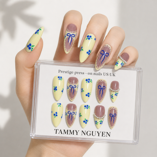 Press On Nail Sweet Blueberry Bows