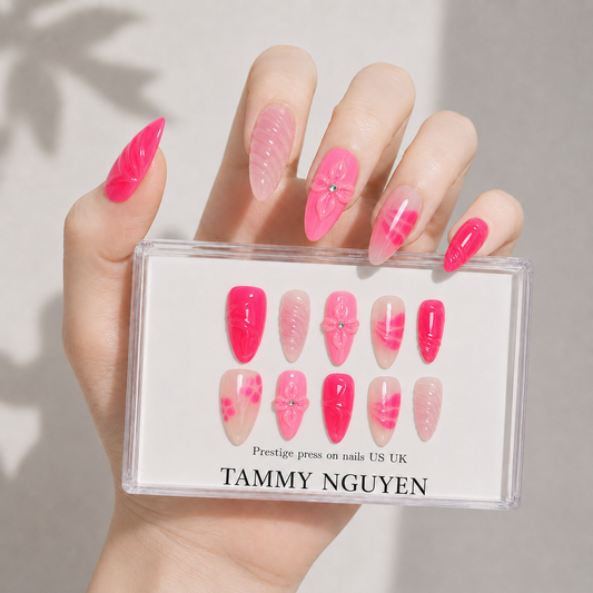 Press On Nail 3D Blush Flower