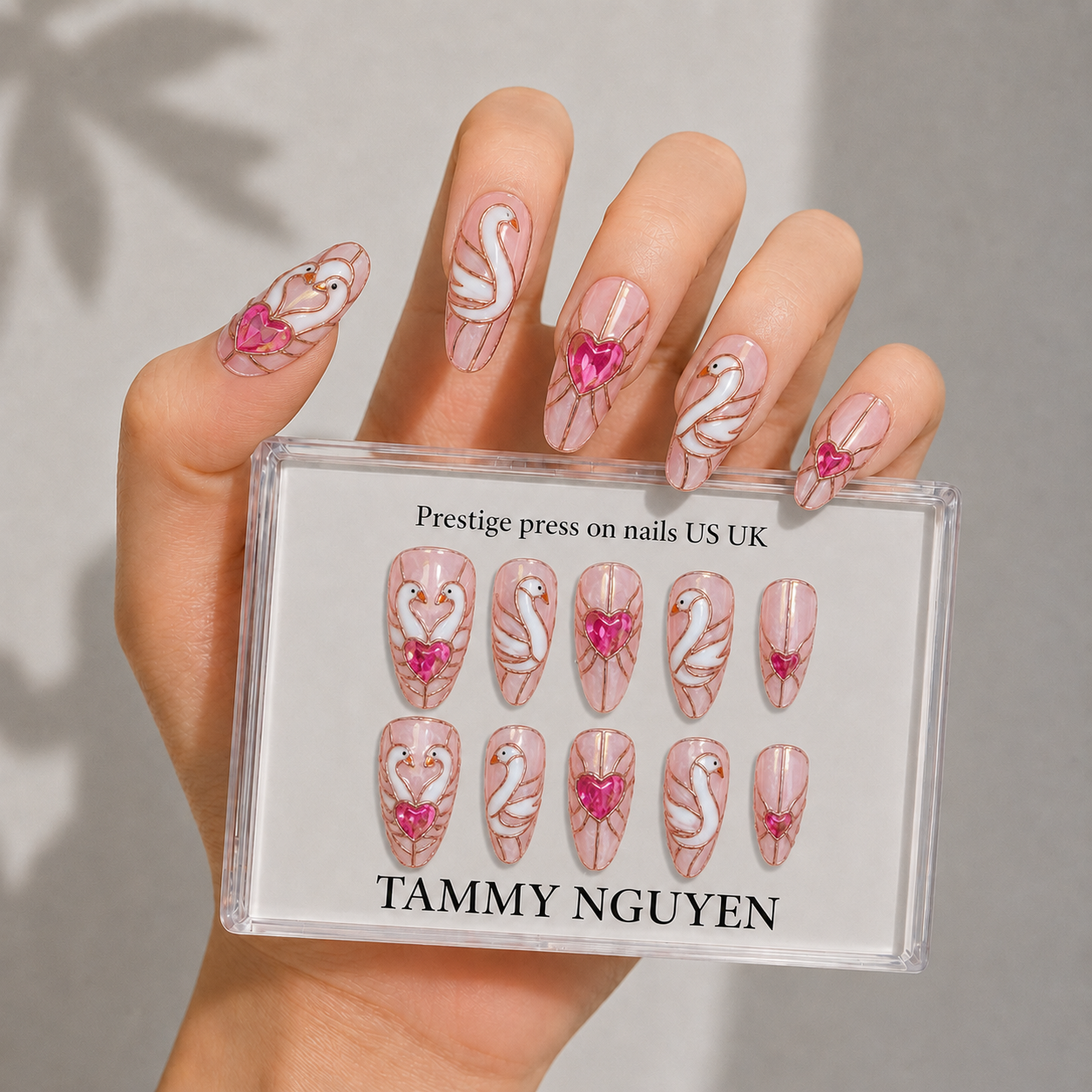 Press On Nails Luxury Swan Almond