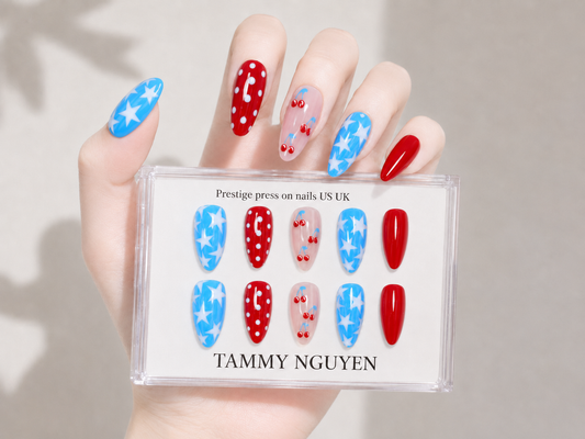 Press On Nail Colorful Stars & Cherry