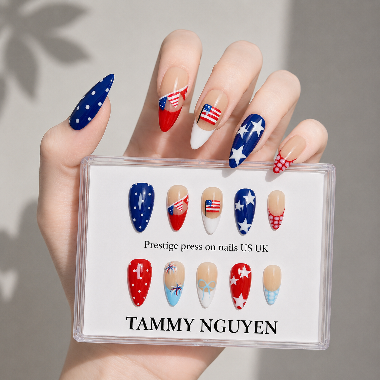 Press On Nail Colorful USA Star