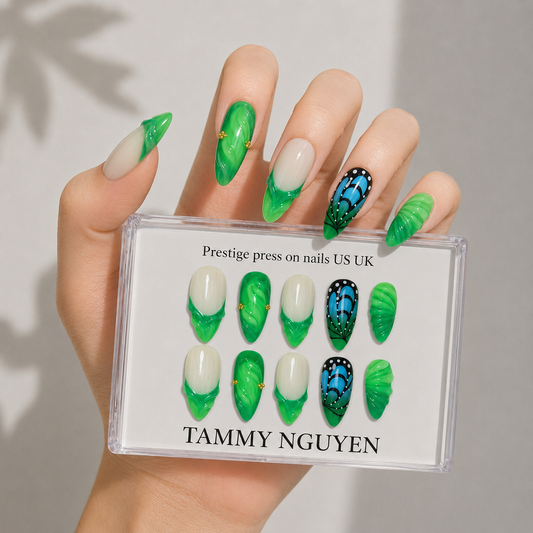 Press On Nails Summer Green French