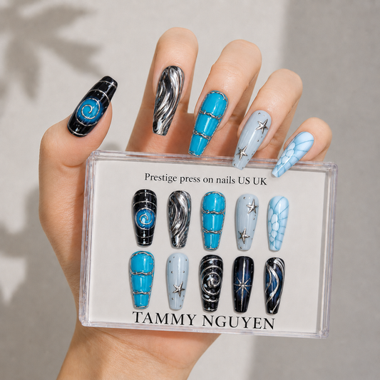 Press On Nails Gothic Coffin Blue