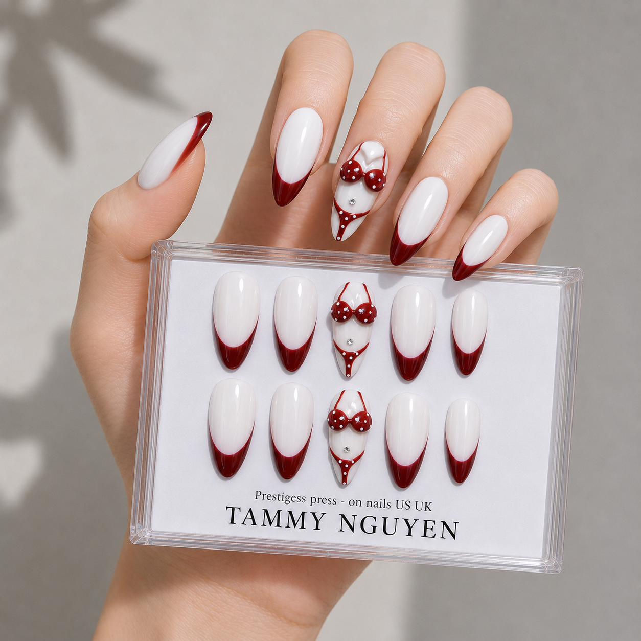 Press On Nails Summer Bikini Red French