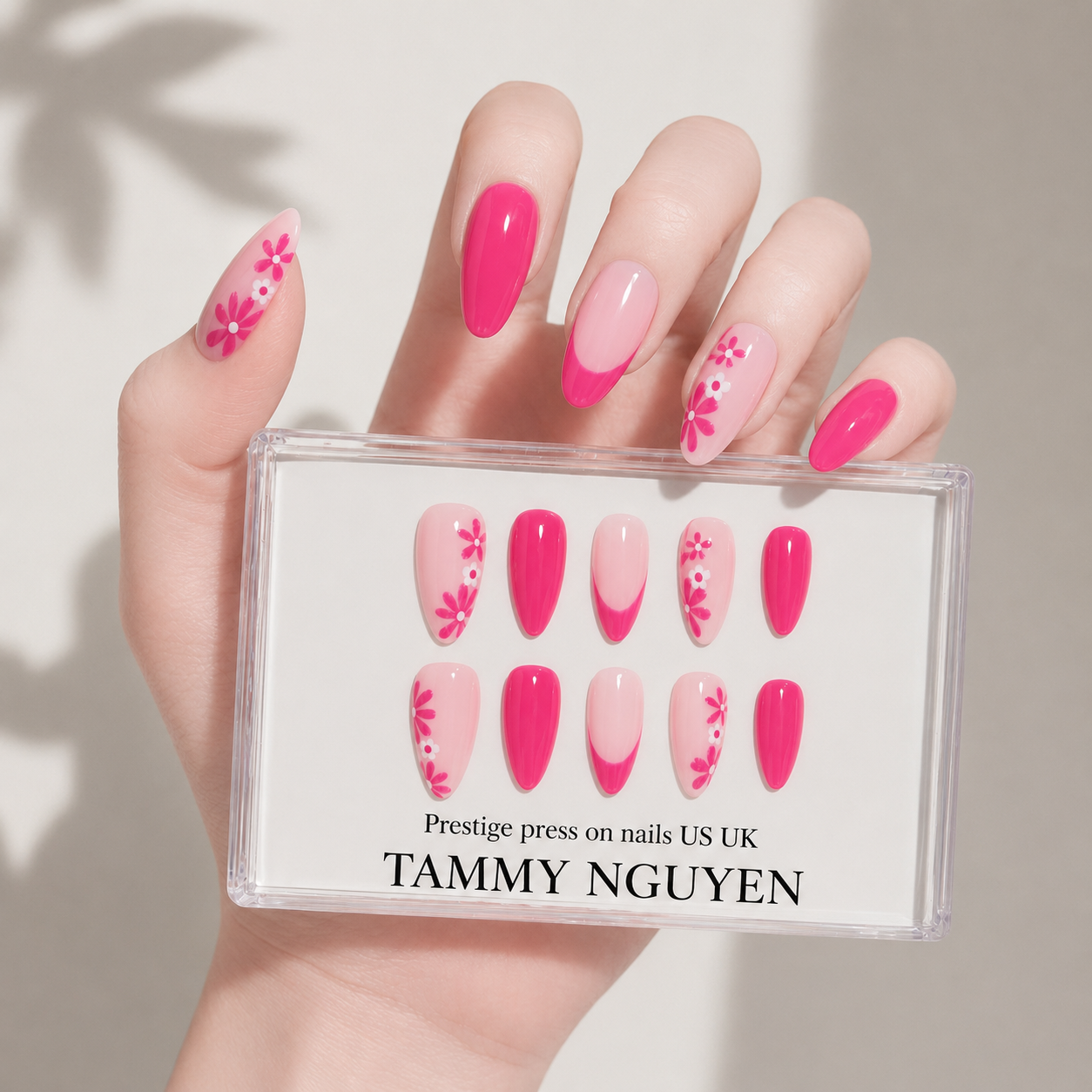 Press On Nail Sweet Pink Flower