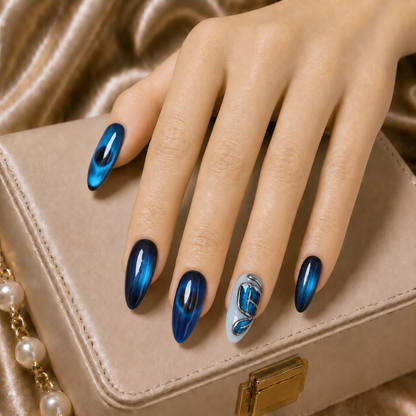 Press On Nail Y2K Blue Butterfly