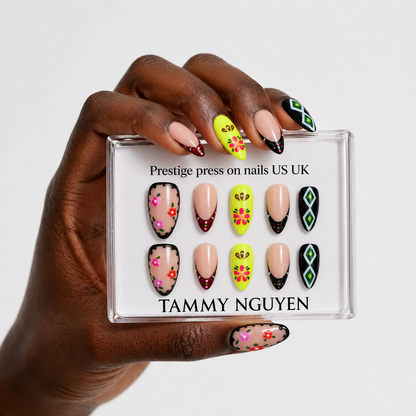 Press On Nail Colorful Flowers
