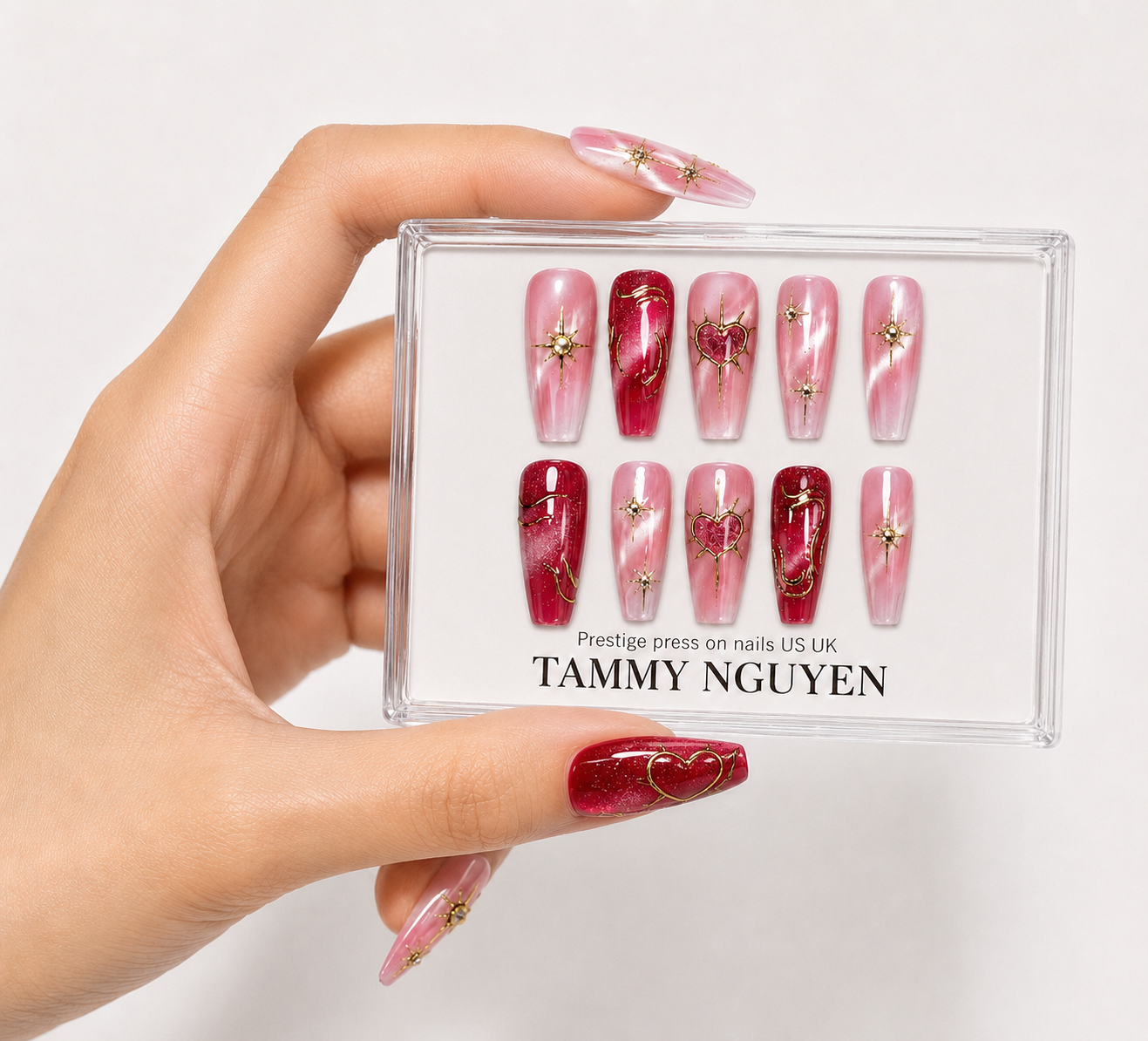 Press On Nail Y2K Gothic Red Cat Eye