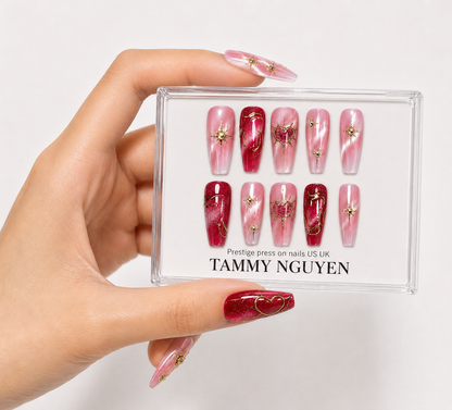 Press On Nail Y2K Gothic Red Cat Eye