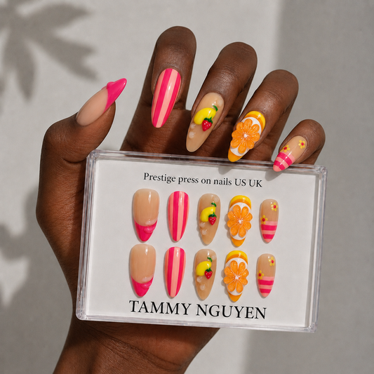 3D Colorful  Sweet Orange Press-On Nails