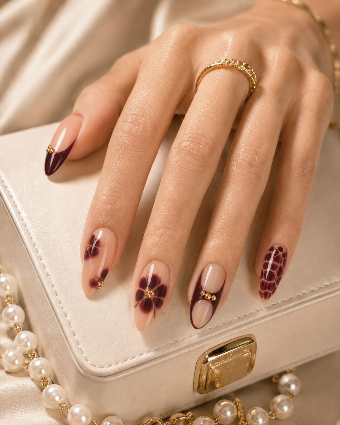 Press On Nail Luxury Chocolate Bloom