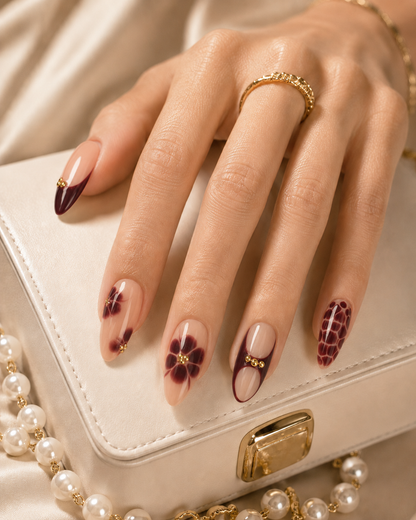 Press On Nail Luxury Chocolate Bloom