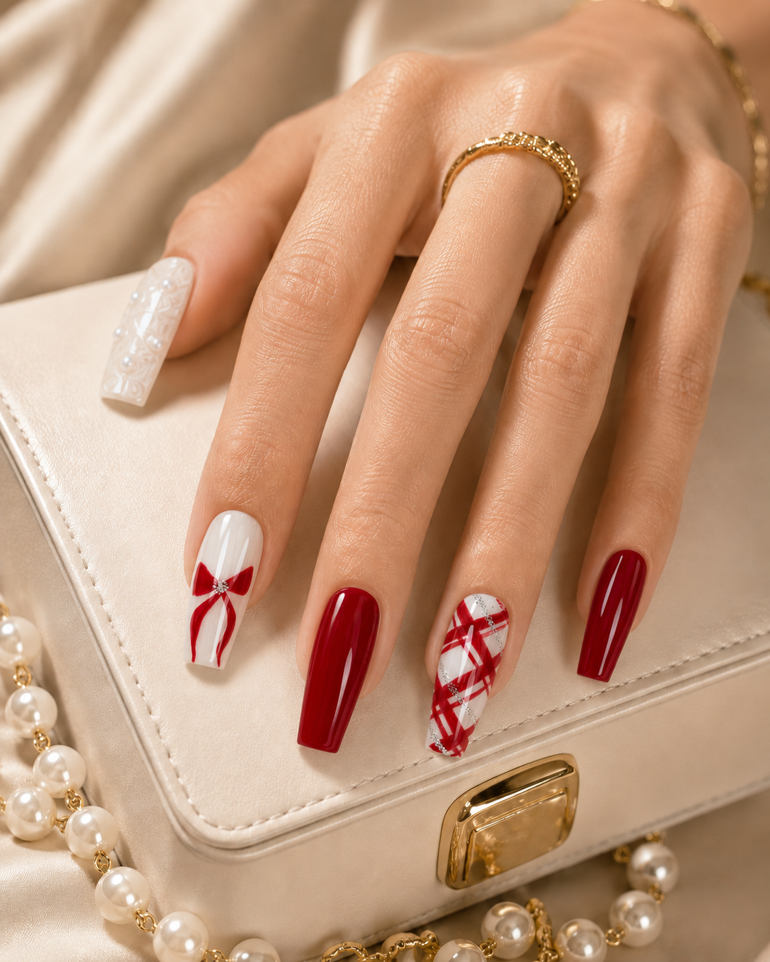 Press On Nail Scarlet Ribbon