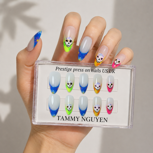Press On Nail 3D Colorful Skull