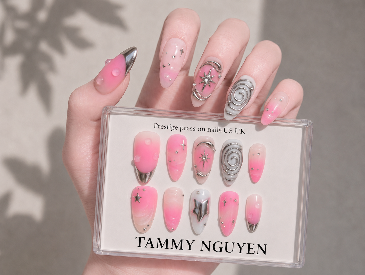 Press On Nails Y2K Pink Chrome