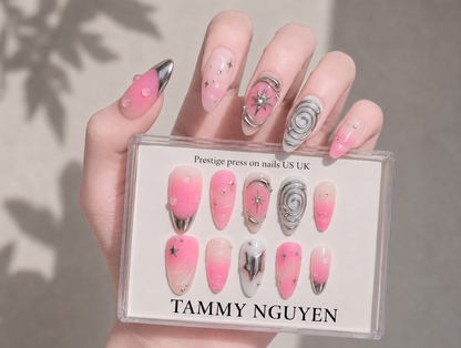 Press On Nails Y2K Pink Chrome