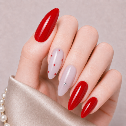 Press On Nails Cute Red Polka