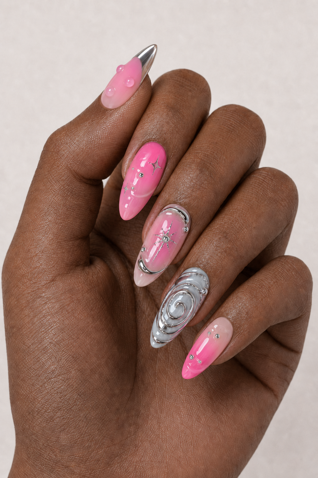 Press On Nails Y2K Pink Chrome