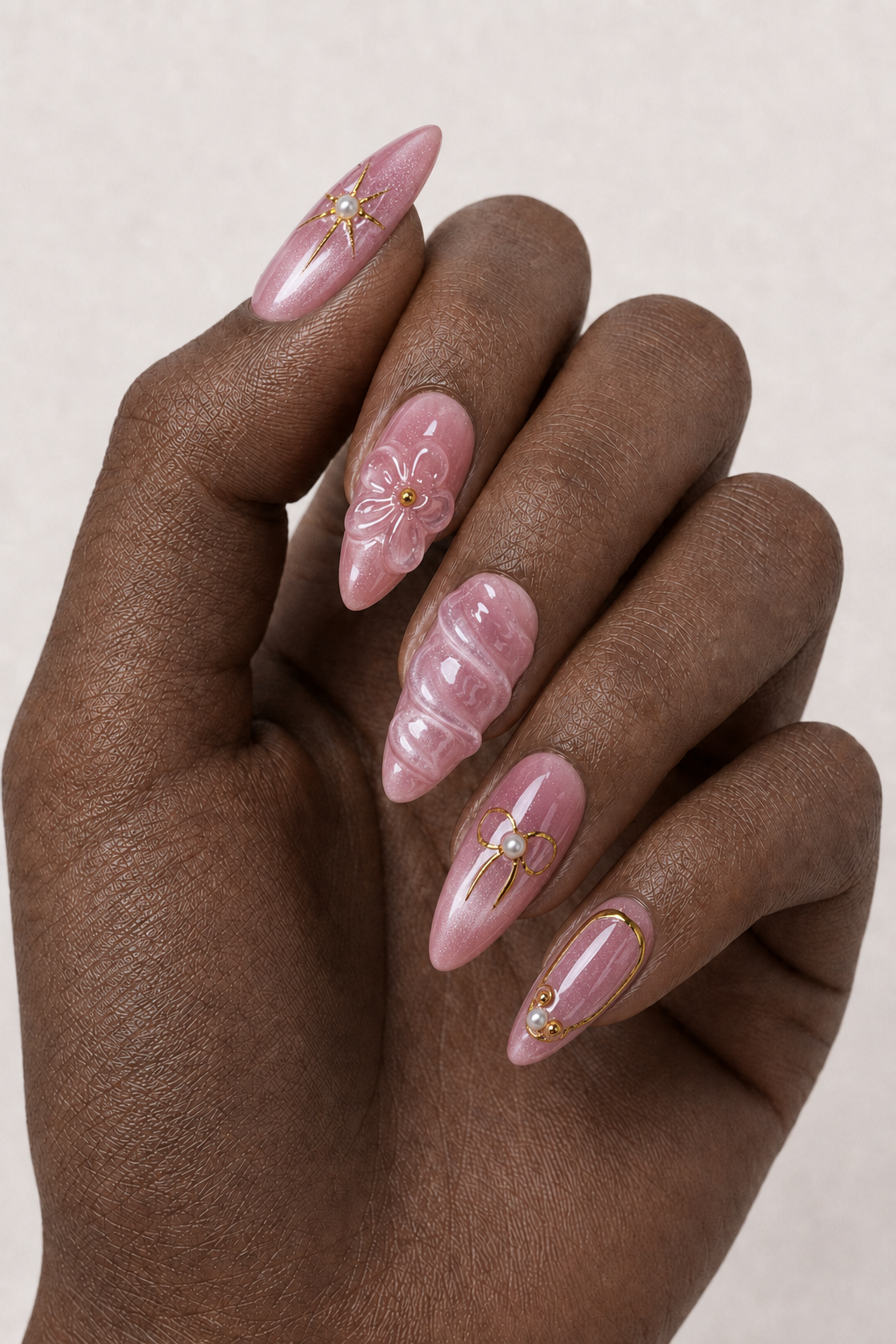 Press On Nails Almond Summer Cat Eye