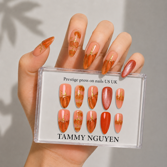 Press On Nails Halloween Pumpkin