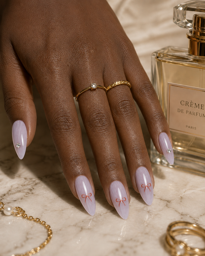 Press-on Nails Pearl Cat Eye Bow