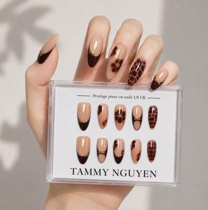 Press On Nail Luxury Chocolate Bloom