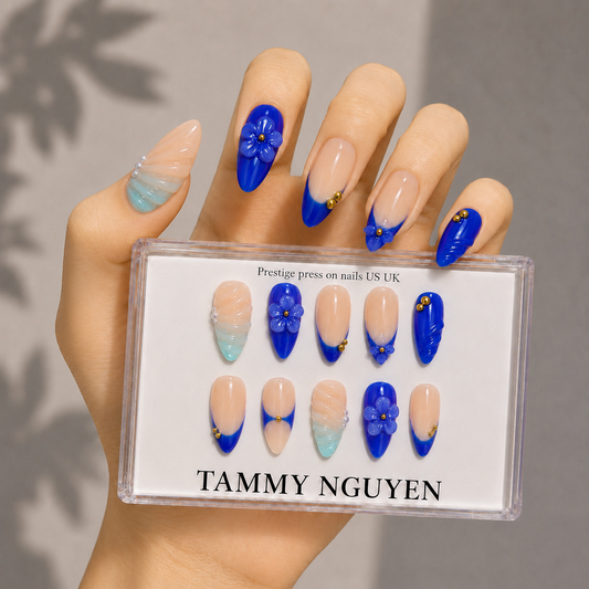 Press On Nail Summer Ocean Blue