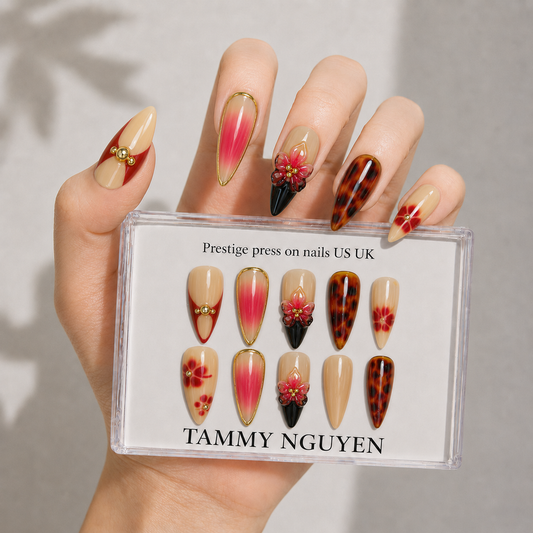 Press On Nails Luxury Stiletto Flower