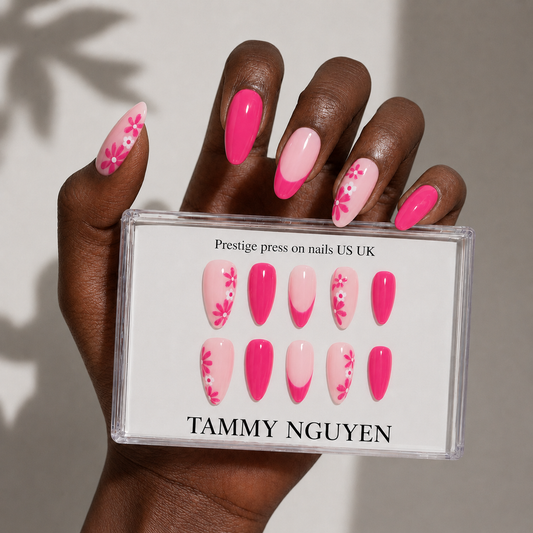 Press On Nail Sweet Pink Flower