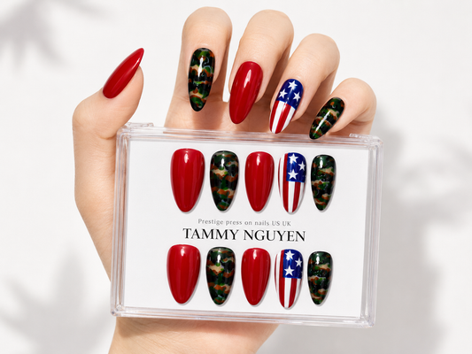 Press On Nail Camo US Flag
