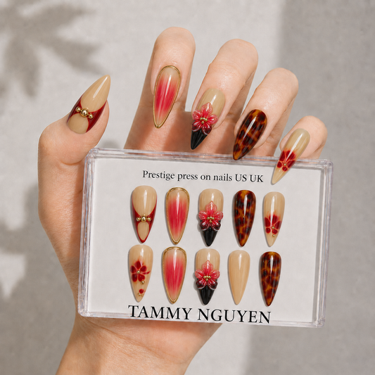 Press On Nails Luxury Stiletto Flower