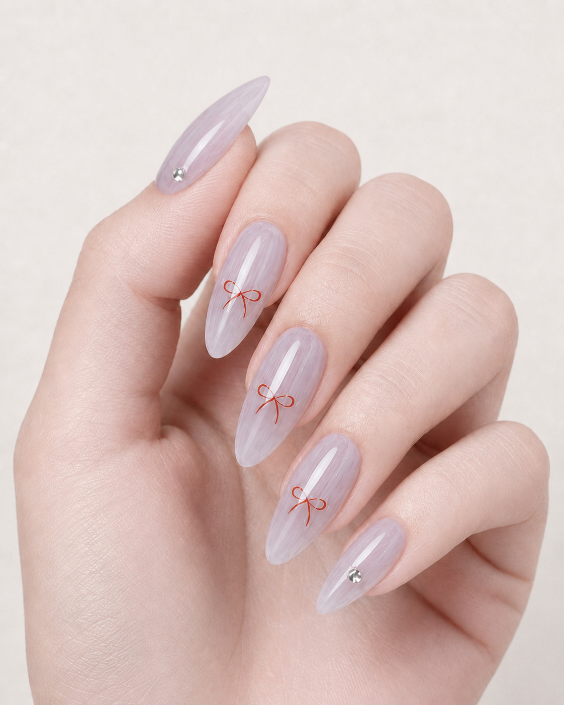 Press-on Nails Pearl Cat Eye Bow