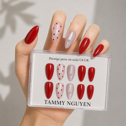 Press On Nails Cute Red Polka