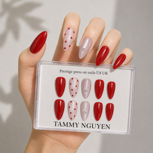 Press On Nails Cute Red Polka