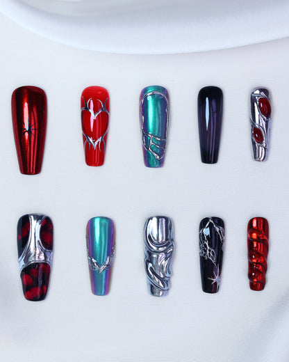 Press On Nails Gothic Silver Chrome