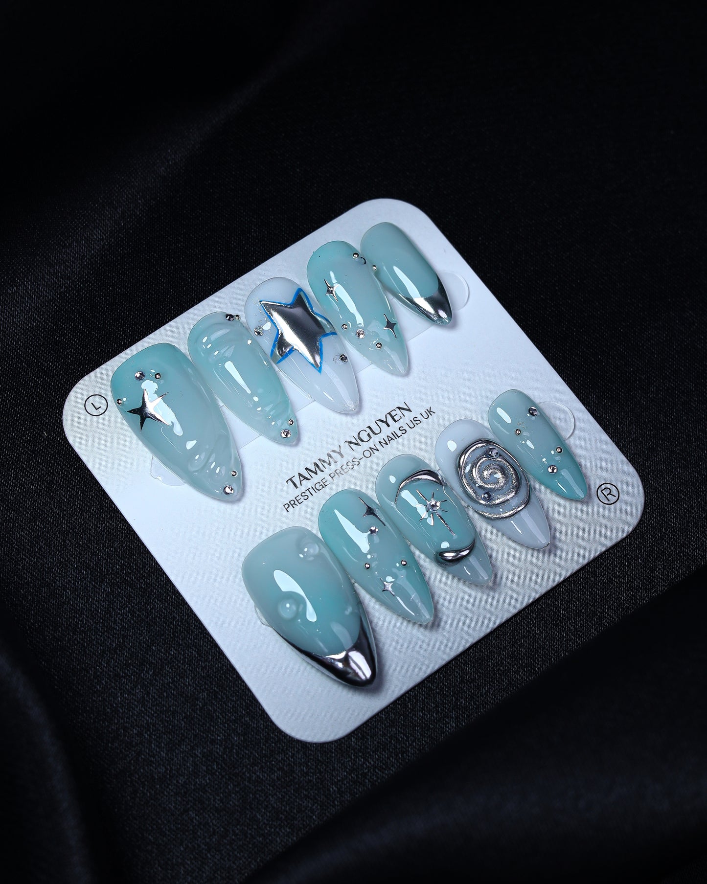 Press On Nails Y2K Mint Silver Chrome