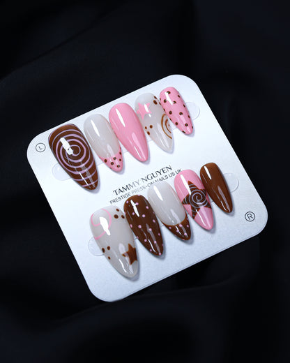 Press On Nail Pretty Pink Swirl