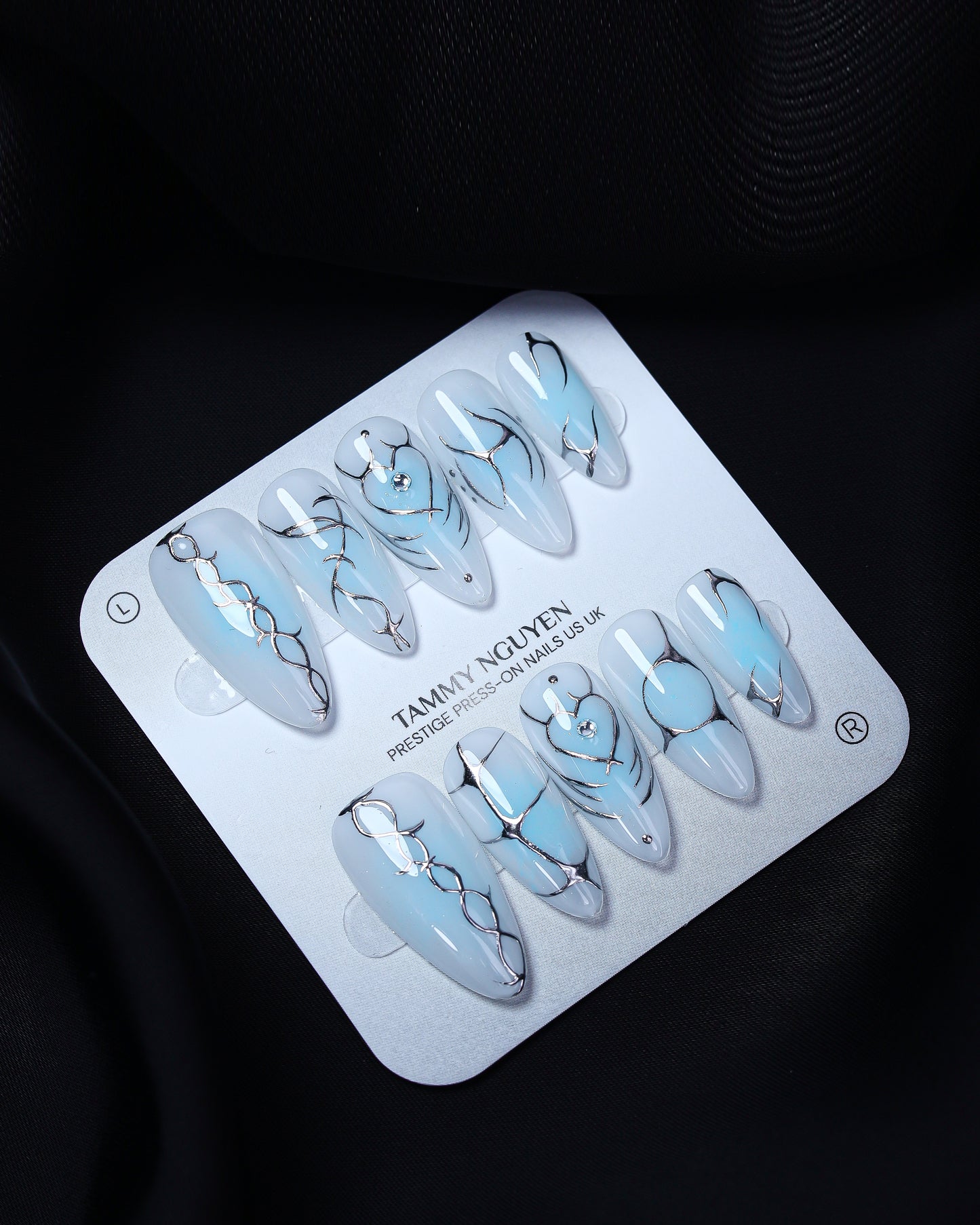 Press On Nail Y2K Blue Aura 3D Chrome