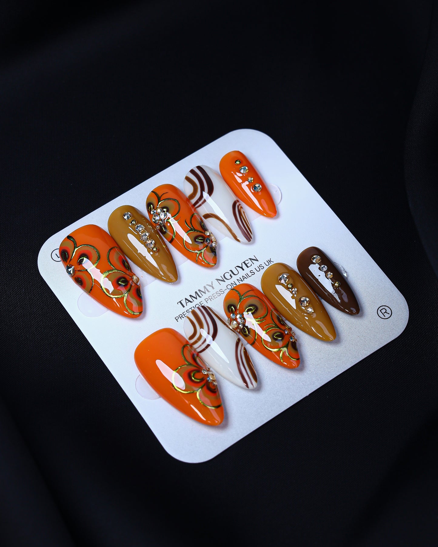 Press On Nail Autumn Orange Brown