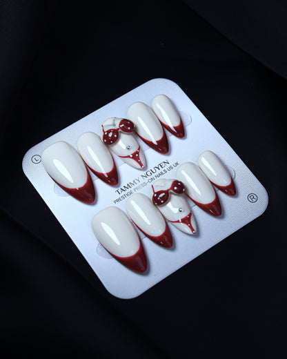 Press On Nails Summer Bikini Red French