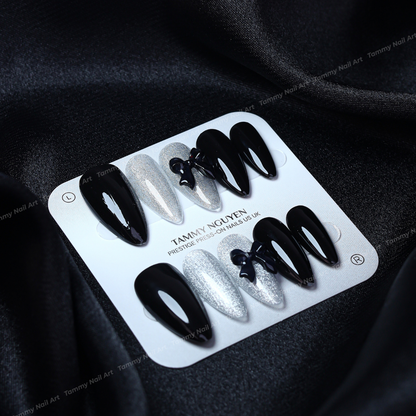 Press-on Nails Noir Ribbon