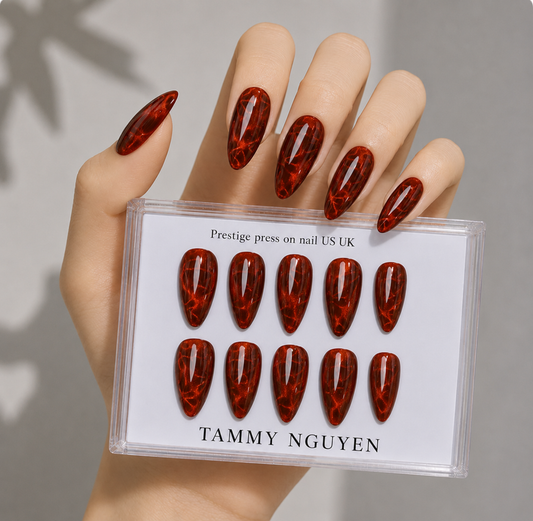 Press-on Nails Ruby Tortoise Almond