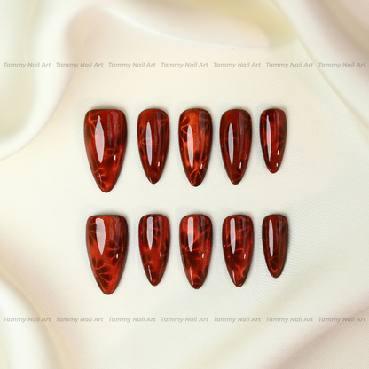 Press-on Nails Ruby Tortoise Almond