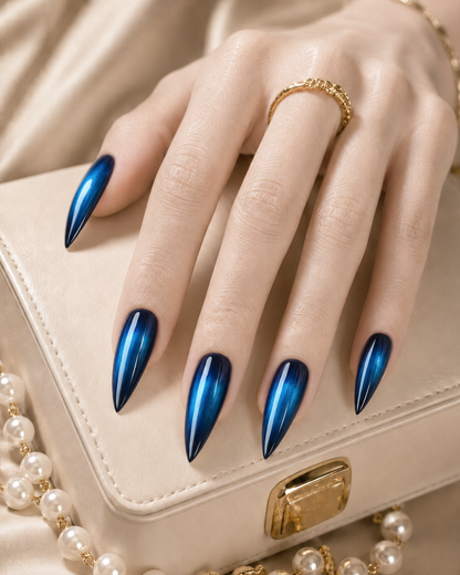 Press-on Nails Cyber Blue