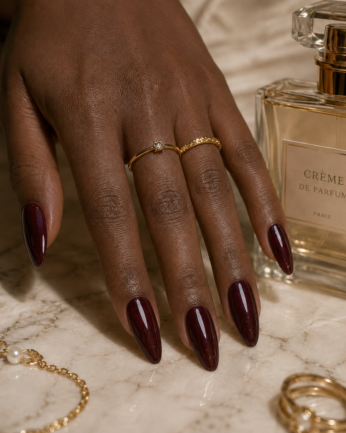 Press-on Nails Midnight Cranberry